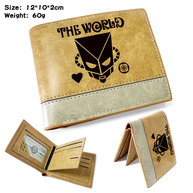 JoJos Bizarre Adventure Anime high quality PU two fold embossed wallet 12X10X2CM 60G