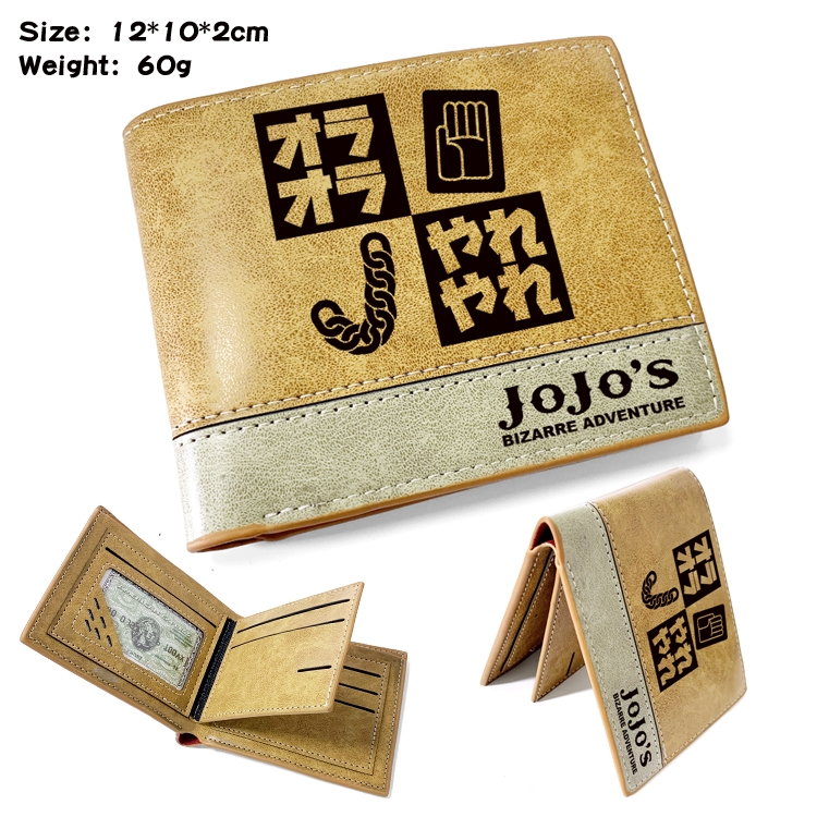 JoJos Bizarre Adventure Anime high quality PU two fold embossed wallet 12X10X2CM 60G