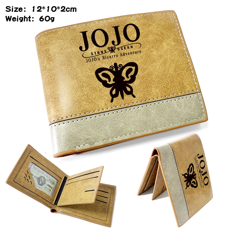 JoJos Bizarre Adventure Anime high quality PU two fold embossed wallet 12X10X2CM 60G