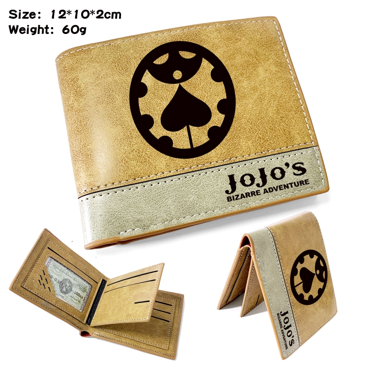 JoJos Bizarre Adventure Anime high quality PU two fold embossed wallet 12X10X2CM 60G