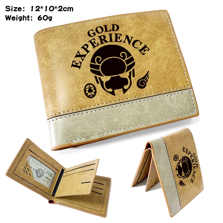 JoJos Bizarre Adventure Anime high quality PU two fold embossed wallet 12X10X2CM 60G