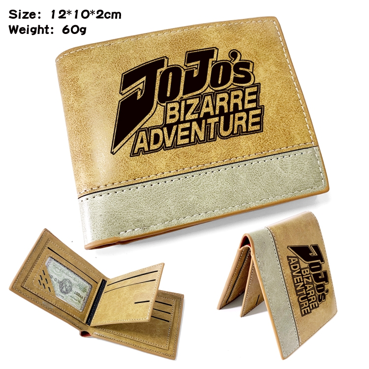 JoJos Bizarre Adventure Anime high quality PU two fold embossed wallet 12X10X2CM 60G