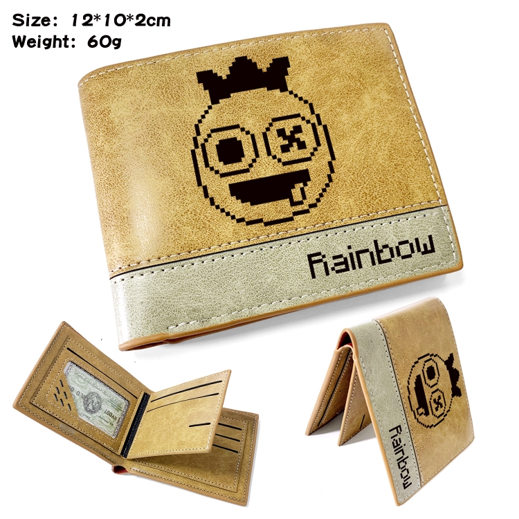 Rainbow friend Anime high quality PU two fold embossed wallet 12X10X2CM 60G