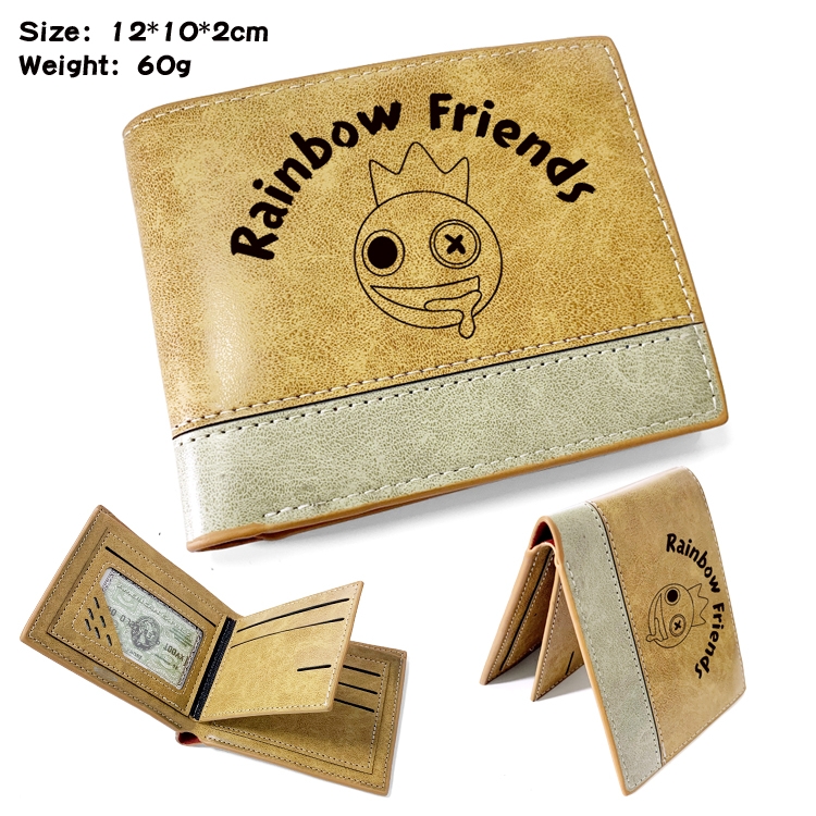 Rainbow friend Anime high quality PU two fold embossed wallet 12X10X2CM 60G