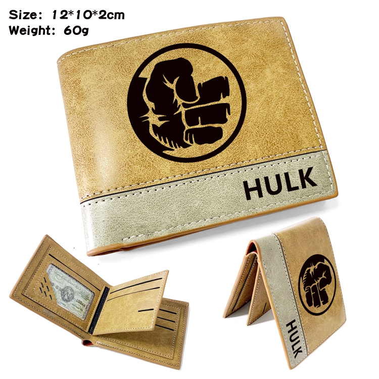 Superhero Movie Anime high quality PU two fold embossed wallet 12X10X2CM 60G