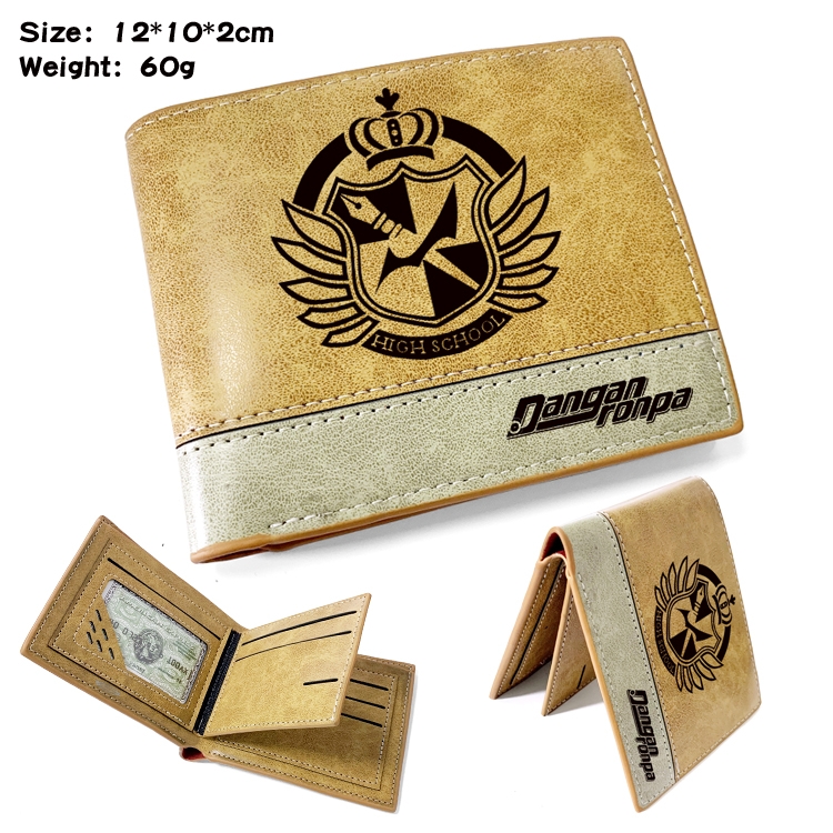 Dangan-Ronpa Anime high quality PU two fold embossed wallet 12X10X2CM 60G