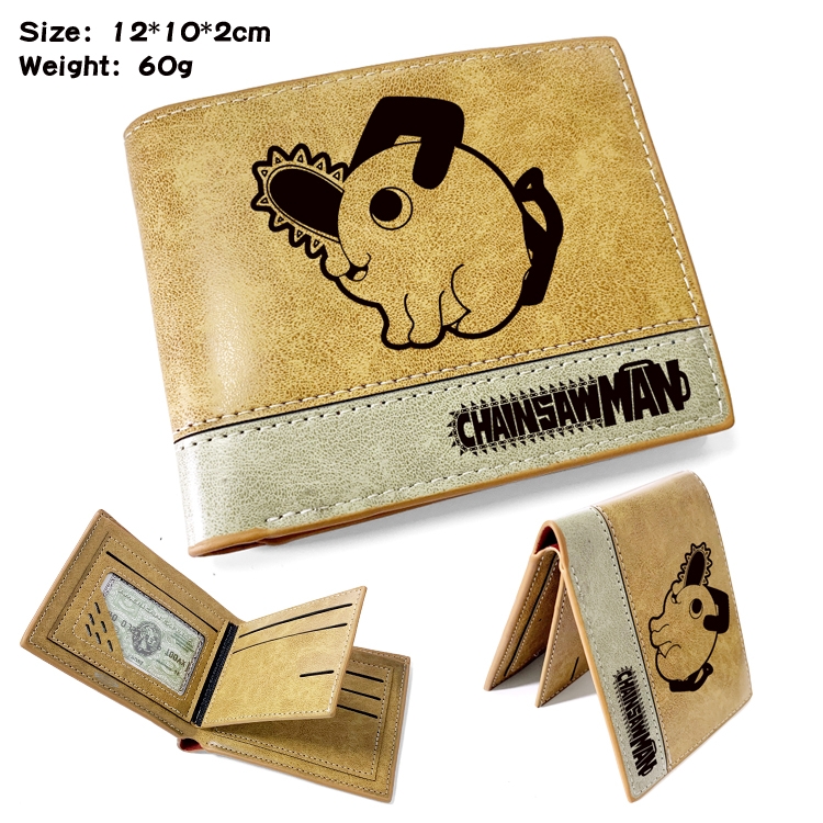 Chainsaw man Anime high quality PU two fold embossed wallet 12X10X2CM 60G