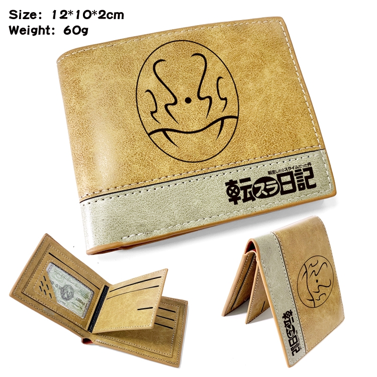 That Time I Got Slim Anime high quality PU two fold embossed wallet 12X10X2CM 60G