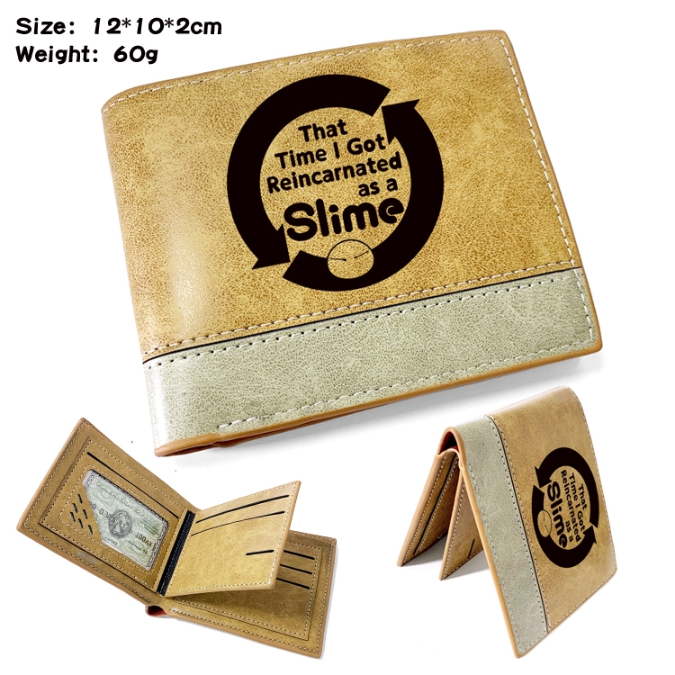 That Time I Got Slim Anime high quality PU two fold embossed wallet 12X10X2CM 60G