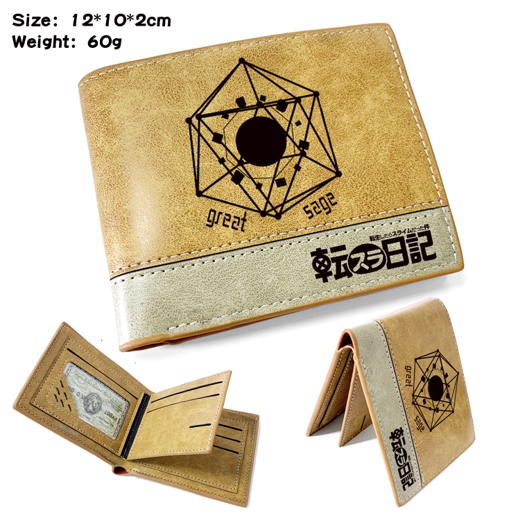 That Time I Got Slim Anime high quality PU two fold embossed wallet 12X10X2CM 60G