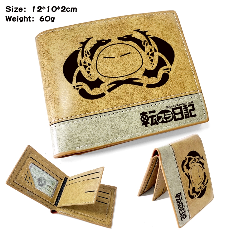 That Time I Got Slim Anime high quality PU two fold embossed wallet 12X10X2CM 60G