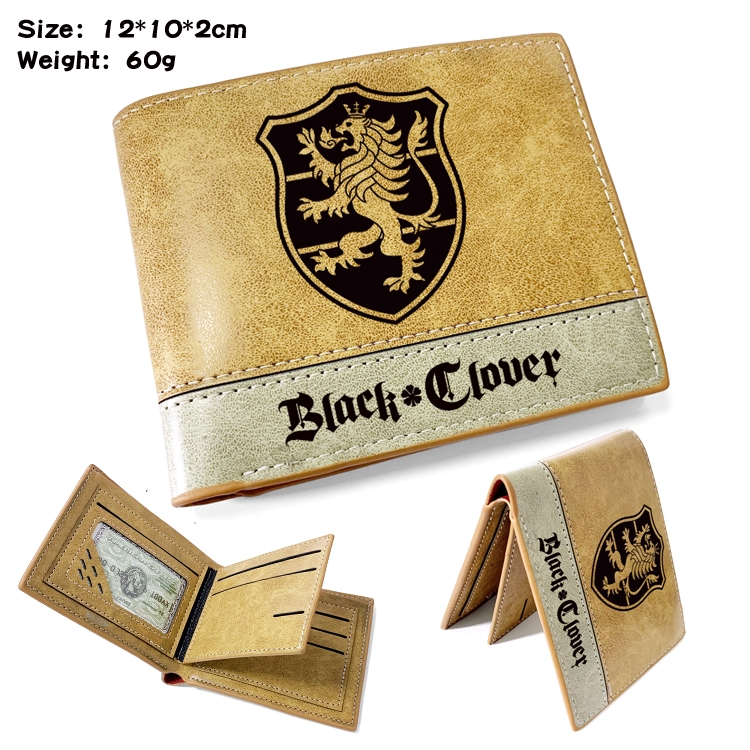 Black clover Anime high quality PU two fold embossed wallet 12X10X2CM 60G