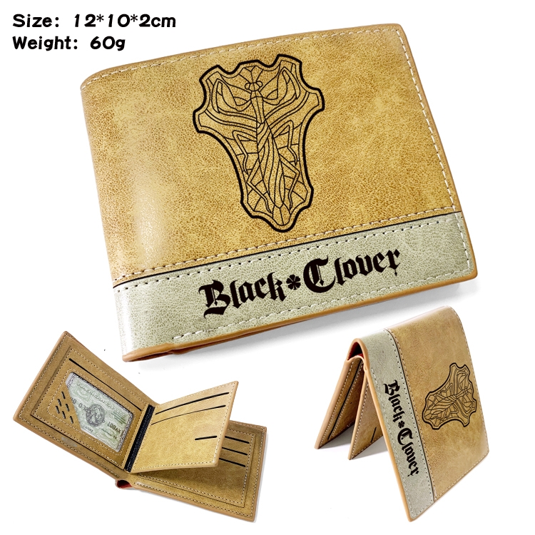 Black clover Anime high quality PU two fold embossed wallet 12X10X2CM 60G