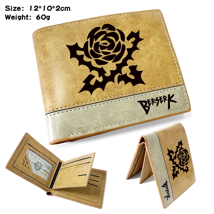 Berserk Anime high quality PU two fold embossed wallet 12X10X2CM 60G