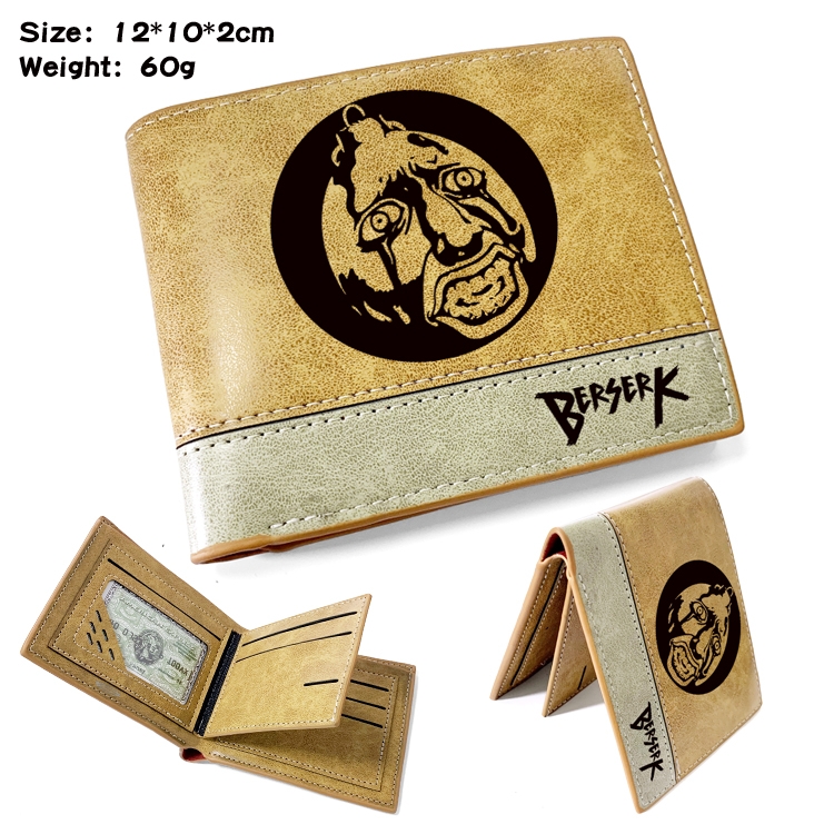 Berserk Anime high quality PU two fold embossed wallet 12X10X2CM 60G