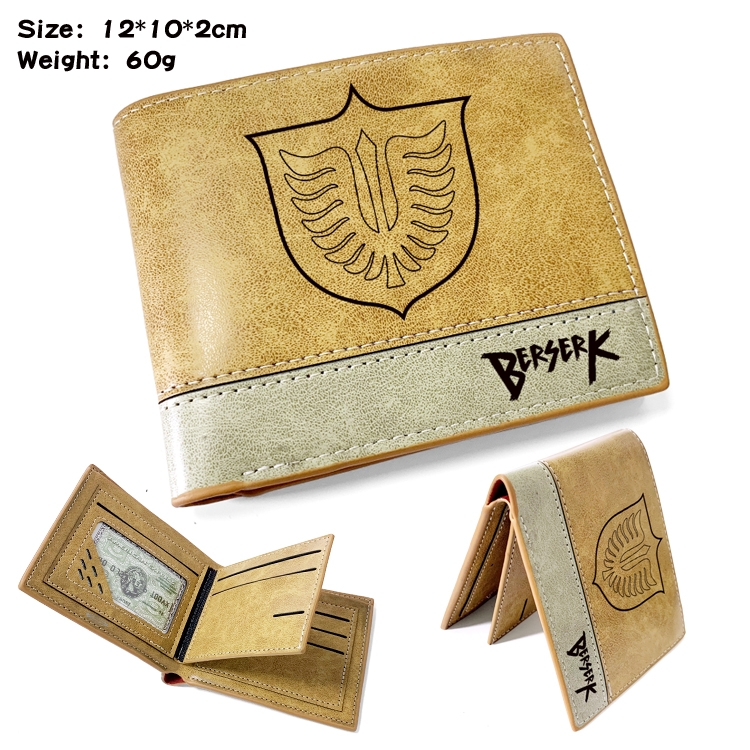 Berserk Anime high quality PU two fold embossed wallet 12X10X2CM 60G