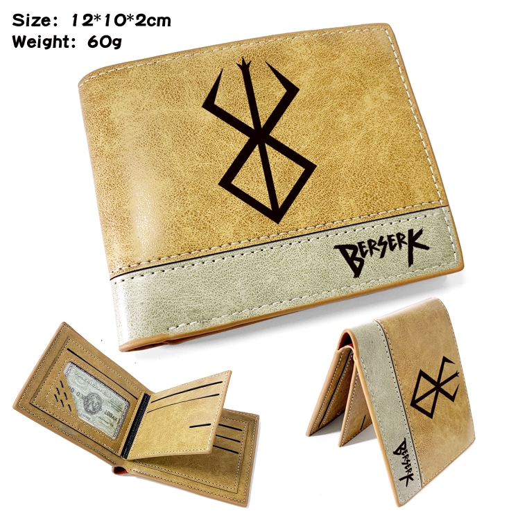 Berserk Anime high quality PU two fold embossed wallet 12X10X2CM 60G