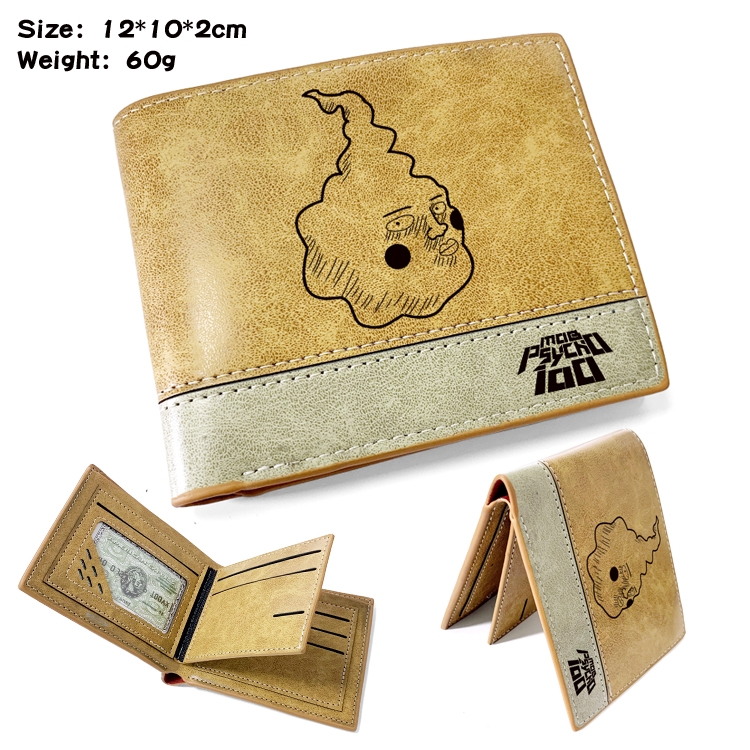 Mob Psycho 100 Anime high quality PU two fold embossed wallet 12X10X2CM 60G