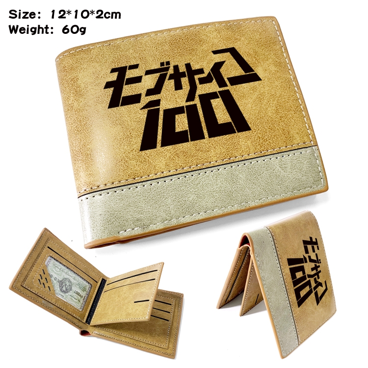 Mob Psycho 100 Anime high quality PU two fold embossed wallet 12X10X2CM 60G