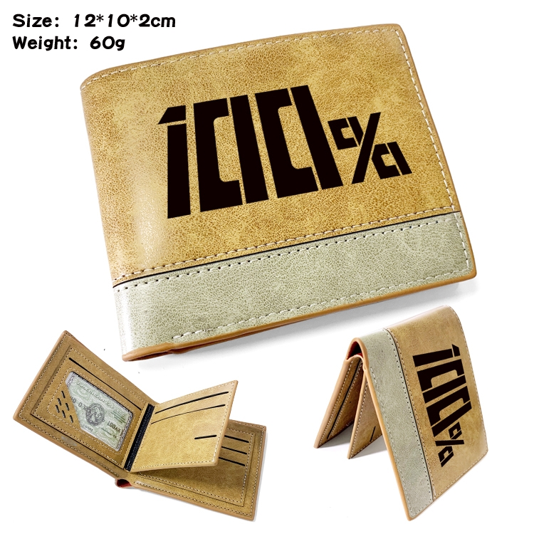 Mob Psycho 100 Anime high quality PU two fold embossed wallet 12X10X2CM 60G