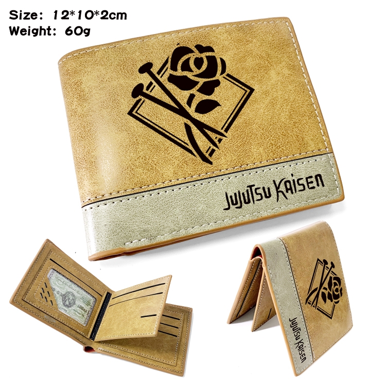 Jujutsu Kaisen Anime high quality PU two fold embossed wallet 12X10X2CM 60G