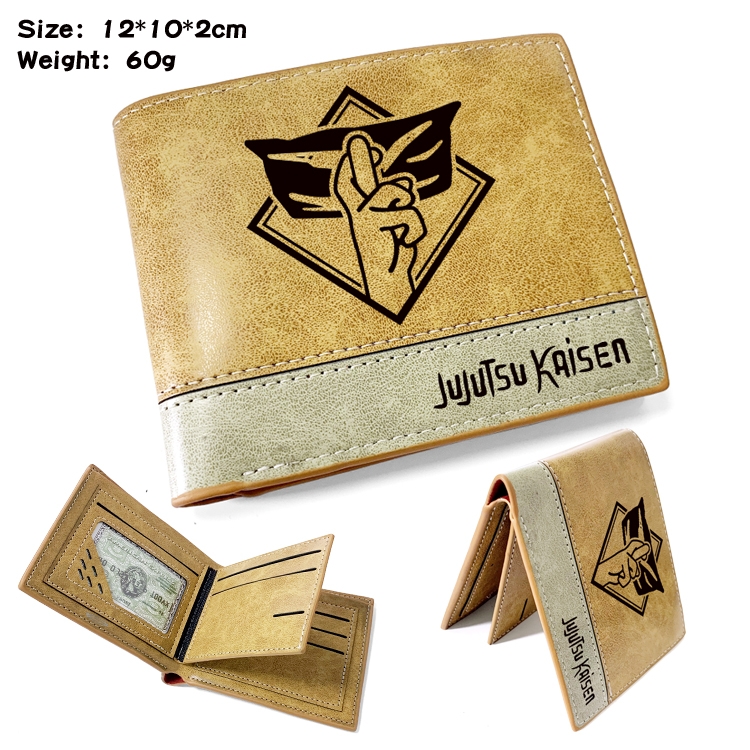 Jujutsu Kaisen Anime high quality PU two fold embossed wallet 12X10X2CM 60G