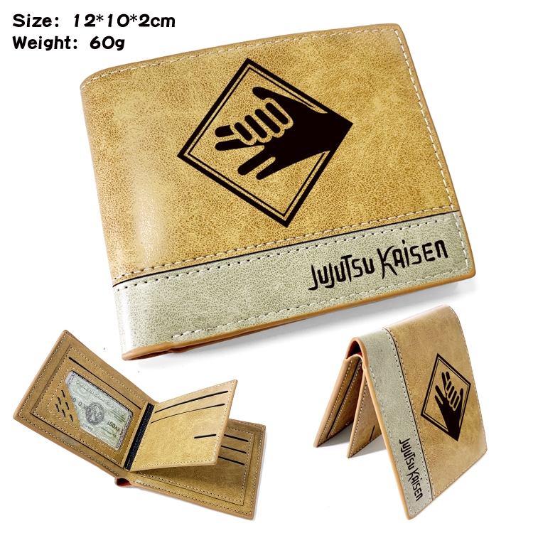 Jujutsu Kaisen Anime high quality PU two fold embossed wallet 12X10X2CM 60G