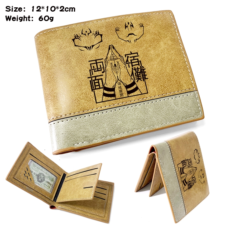 Jujutsu Kaisen Anime high quality PU two fold embossed wallet 12X10X2CM 60G