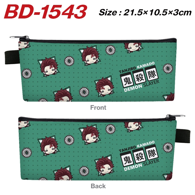 Demon Slayer Kimets Anime PU Leather Zipper Pencil Case Stationery Box 21.5X10.5X3CM BD-1543A