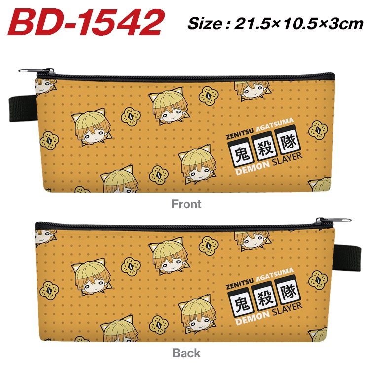 Demon Slayer Kimets Anime PU Leather Zipper Pencil Case Stationery Box 21.5X10.5X3CM BD-1542A