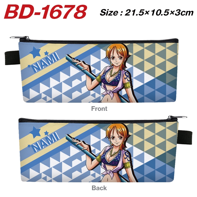 One Piece Anime PU Leather Zipper Pencil Case Stationery Box 21.5X10.5X3CM  BD-1678A