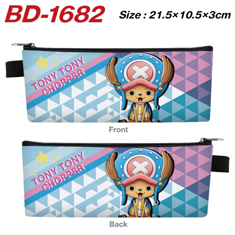 One Piece Anime PU Leather Zipper Pencil Case Stationery Box 21.5X10.5X3CM  BD-1682A