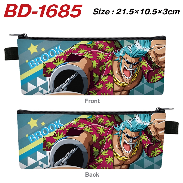 One Piece Anime PU Leather Zipper Pencil Case Stationery Box 21.5X10.5X3CM BD-1685A