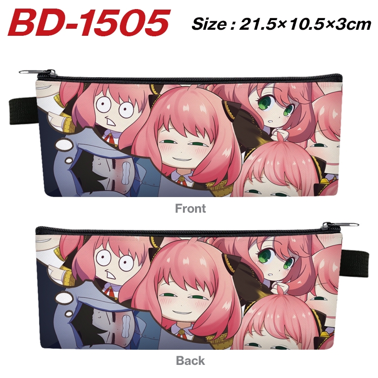 SPY×FAMILY Anime PU Leather Zipper Pencil Case Stationery Box 21.5X10.5X3CM BD-1505A