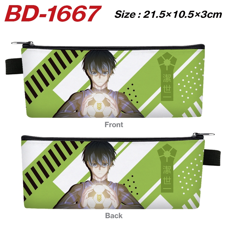 BLUE LOCK Anime PU Leather Zipper Pencil Case Stationery Box 21.5X10.5X3CM BD-1667A