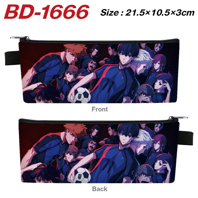 BLUE LOCK Anime PU Leather Zipper Pencil Case Stationery Box 21.5X10.5X3CM  BD-1666A