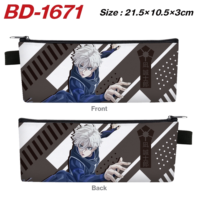 BLUE LOCK Anime PU Leather Zipper Pencil Case Stationery Box 21.5X10.5X3CM BD-1671A