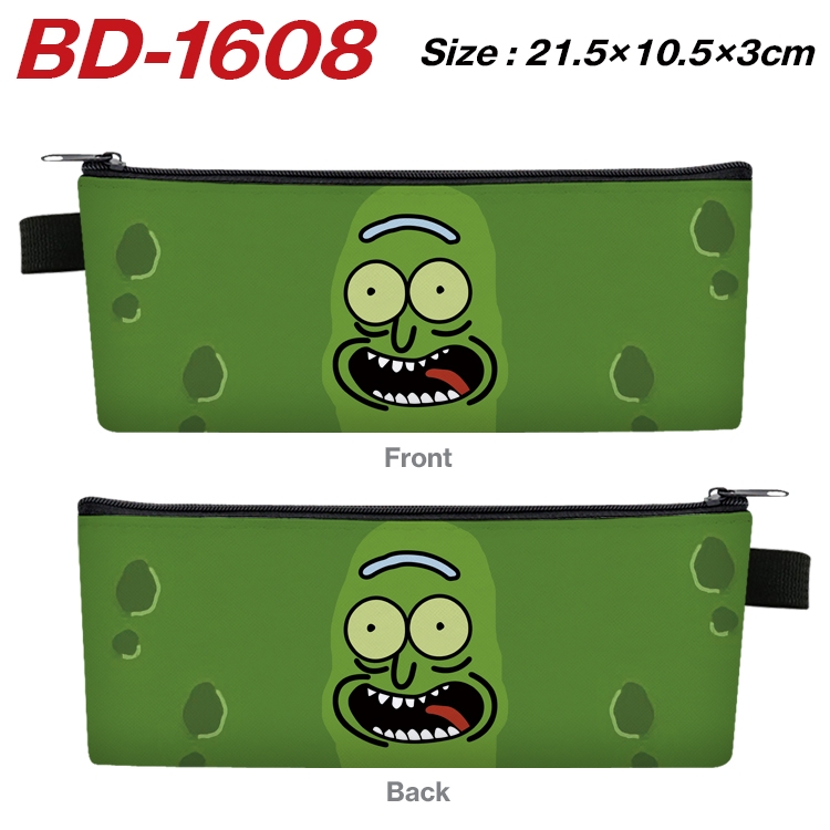 Rick and Morty Anime PU Leather Zipper Pencil Case Stationery Box 21.5X10.5X3CM BD-1608A