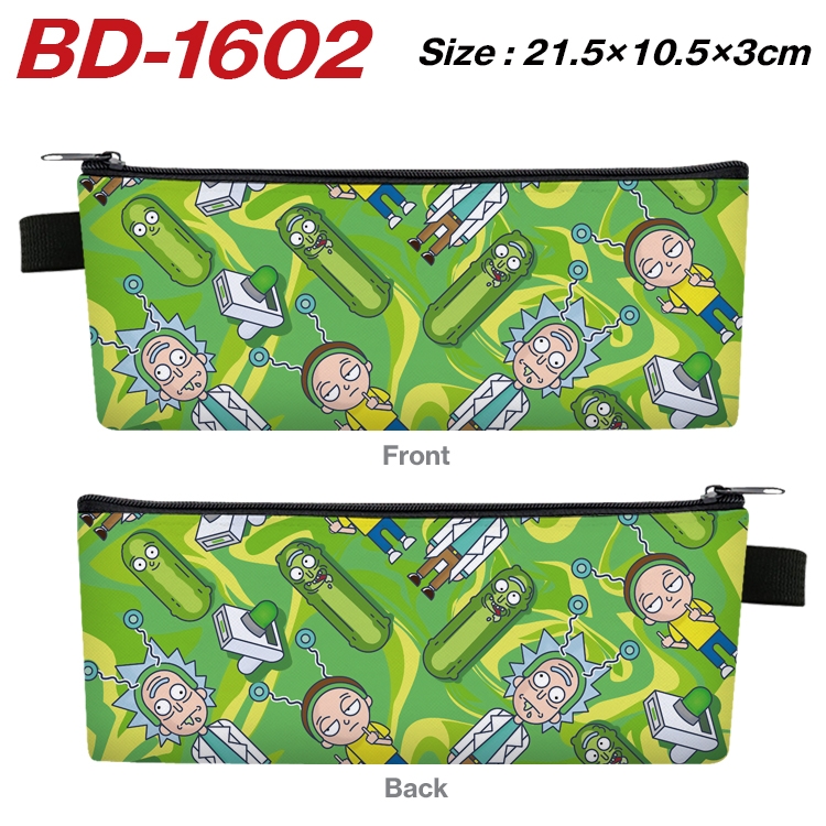 Rick and Morty Anime PU Leather Zipper Pencil Case Stationery Box 21.5X10.5X3CM BD-1602A