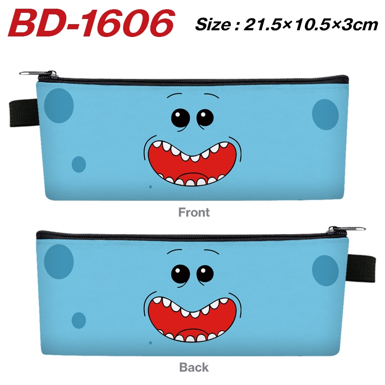 Rick and Morty Anime PU Leather Zipper Pencil Case Stationery Box 21.5X10.5X3CM BD-1606A