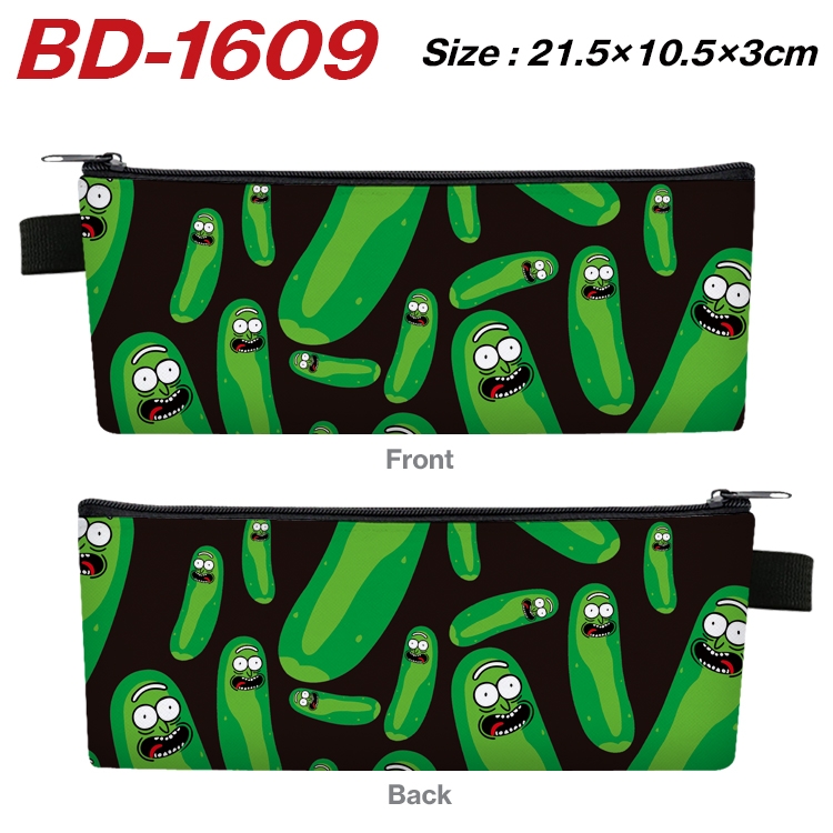 Rick and Morty Anime PU Leather Zipper Pencil Case Stationery Box 21.5X10.5X3CM BD-1609A