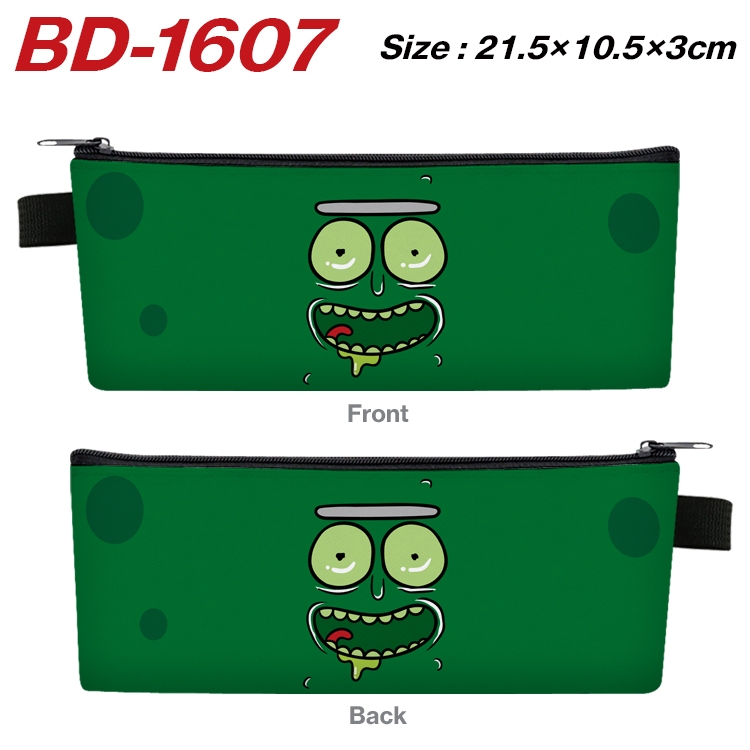 Rick and Morty Anime PU Leather Zipper Pencil Case Stationery Box 21.5X10.5X3CM BD-1607A