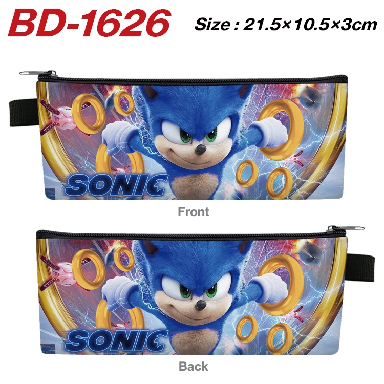 Sonic The Hedgehog Anime PU Leather Zipper Pencil Case Stationery Box 21.5X10.5X3CM BD-1626A