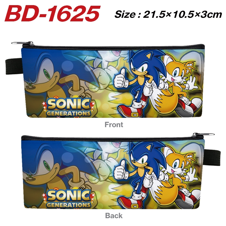 Sonic The Hedgehog Anime PU Leather Zipper Pencil Case Stationery Box 21.5X10.5X3CM BD-1625A