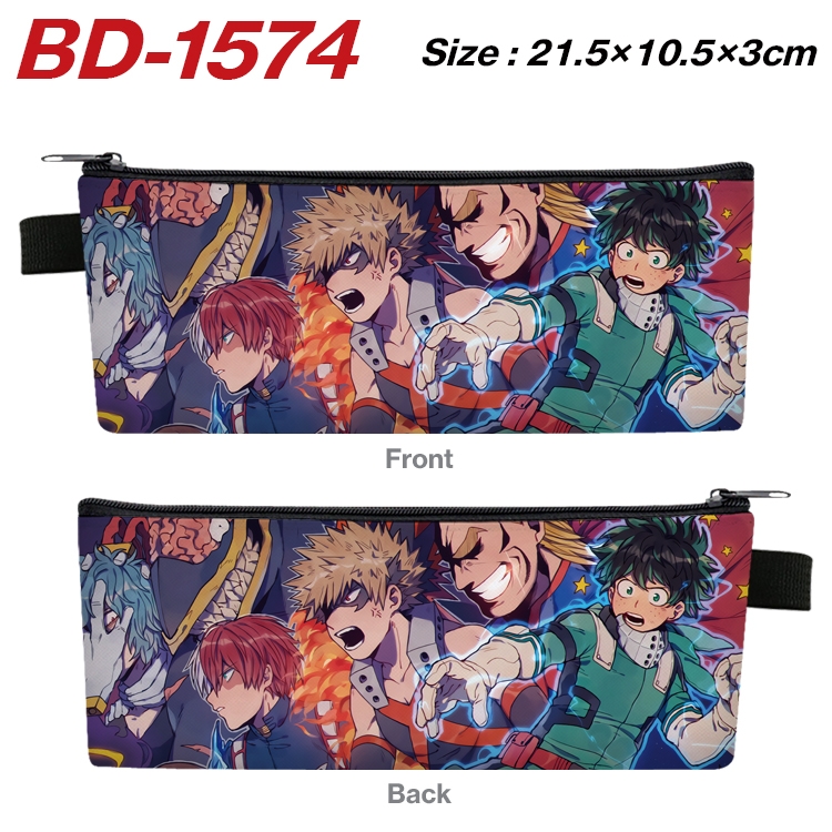 My Hero Academia Anime PU Leather Zipper Pencil Case Stationery Box 21.5X10.5X3CM BD-1574A