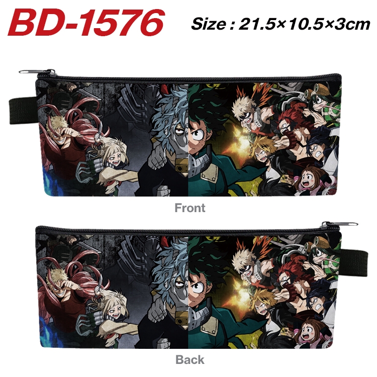 My Hero Academia Anime PU Leather Zipper Pencil Case Stationery Box 21.5X10.5X3CM  BD-1576A