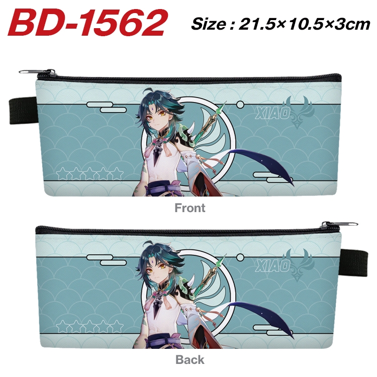 Genshin Impact Anime PU Leather Zipper Pencil Case Stationery Box 21.5X10.5X3CM BD-1562A