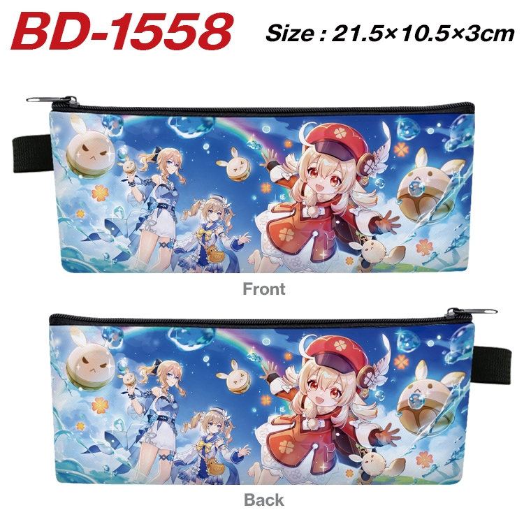 Genshin Impact Anime PU Leather Zipper Pencil Case Stationery Box 21.5X10.5X3CM  BD-1558A