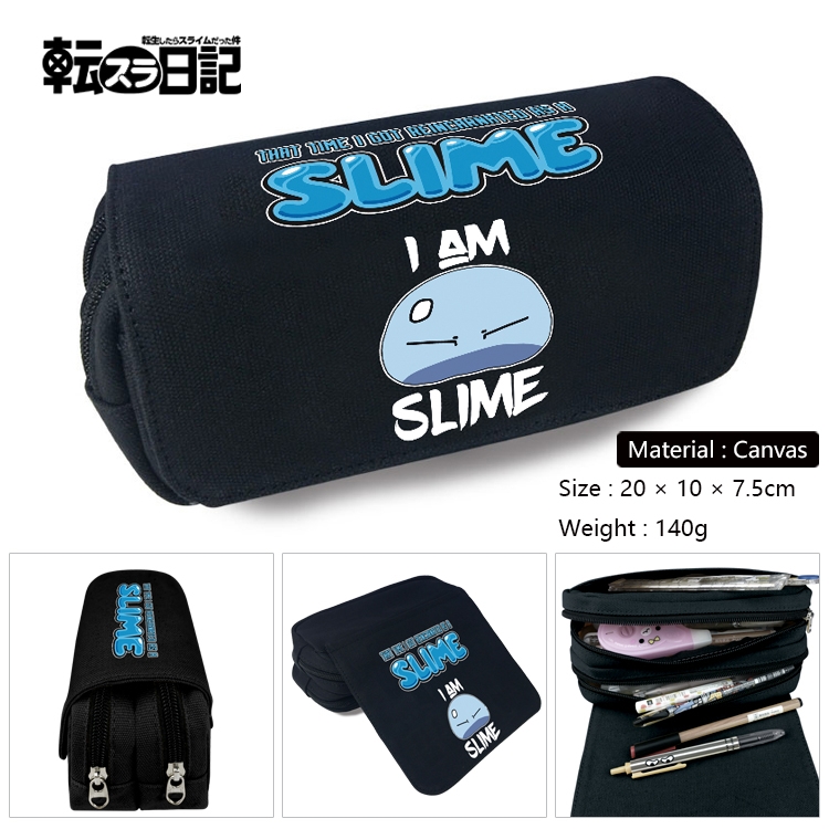 That Time I Got Slim Anime Multi-Function Double Zipper Canvas Cosmetic Bag Pen Case 20x10x7.5cm