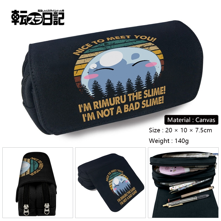 That Time I Got Slim Anime Multi-Function Double Zipper Canvas Cosmetic Bag Pen Case 20x10x7.5cm